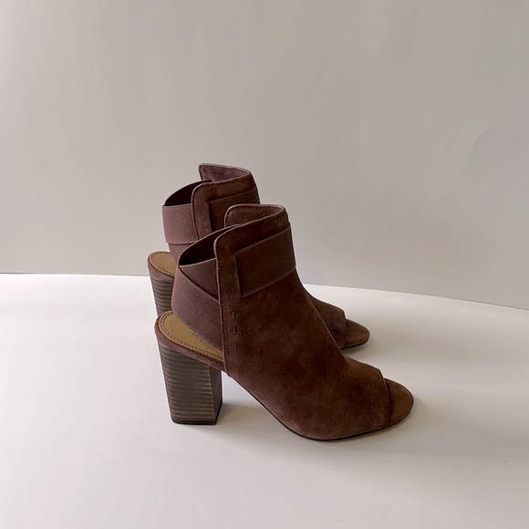 Splendid 'Open Toe Suede Booties, Burgundy, size 6.5 - Picture 4 of 11